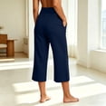 thumbnail image 6 of Bloomae Capri Pants for Women Elastic High Waisted Workout Yoga Capris Leggings Side Slit Straight Leg Athletic Cropped Pants with Pockets, 6 of 9