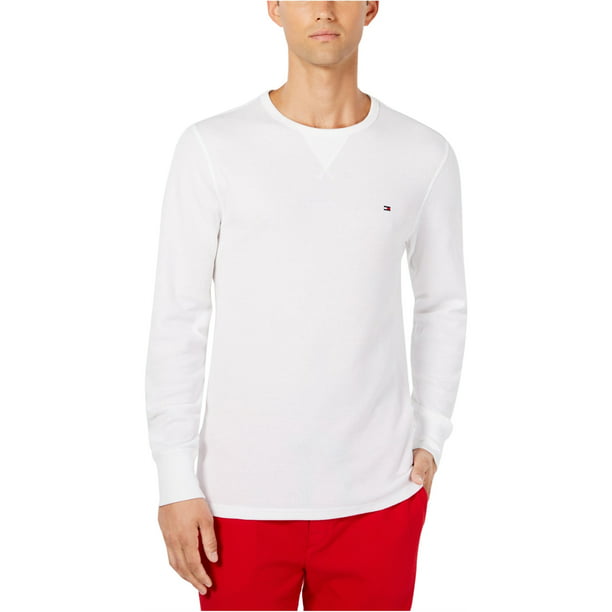 Tommy Hilfiger Mens Long-Sleeve Thermal Pajama Sleep T-shirt, White, Large