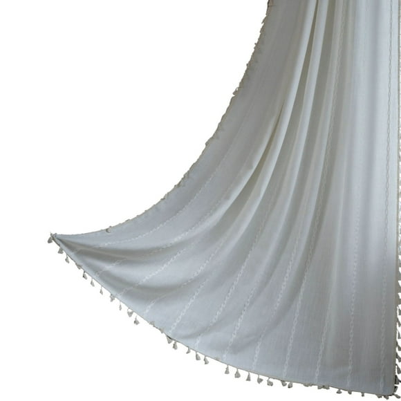 💥 Faolaxy Flash Deals! Blackout Curtains Home Decor Home Champagne Boho Curtains for Bedroom Semi Linen Farmhouse Shabby Chic Tels Window Embroidery Drape for House Decor Rod Pocket 1 Panel