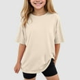 thumbnail image 2 of Ketyyh-chn99 Girls Puff Short Sleeve Shirts Girls Short Sleeve T Shirts Kids Summer Oversized Tops Casual Crewneck Basic Tees for 90,Beige, 2 of 4