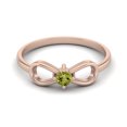 thumbnail image 1 of Nœud Infini Péridot Rond 925 Argent Rose Vermeil Noeud Papillon Femmes Bague de Mariage, 1 of 3