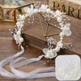 thumbnail image 5 of Kids Princess Crown,Adjustable Ribbon Lace-up Girls Headband,Elastic Non-slip Flower Leaves Faux Pearls Decor, 5 of 10