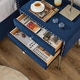 thumbnail image 7 of 2 Piece Bedroom Sets with Queen Size Platform Bed and Nightstand, Button Tufted Upholstered Platform Bed with Nail Head Trim Headboard for Adults, No Box Spring Required, Blue, 7 of 7