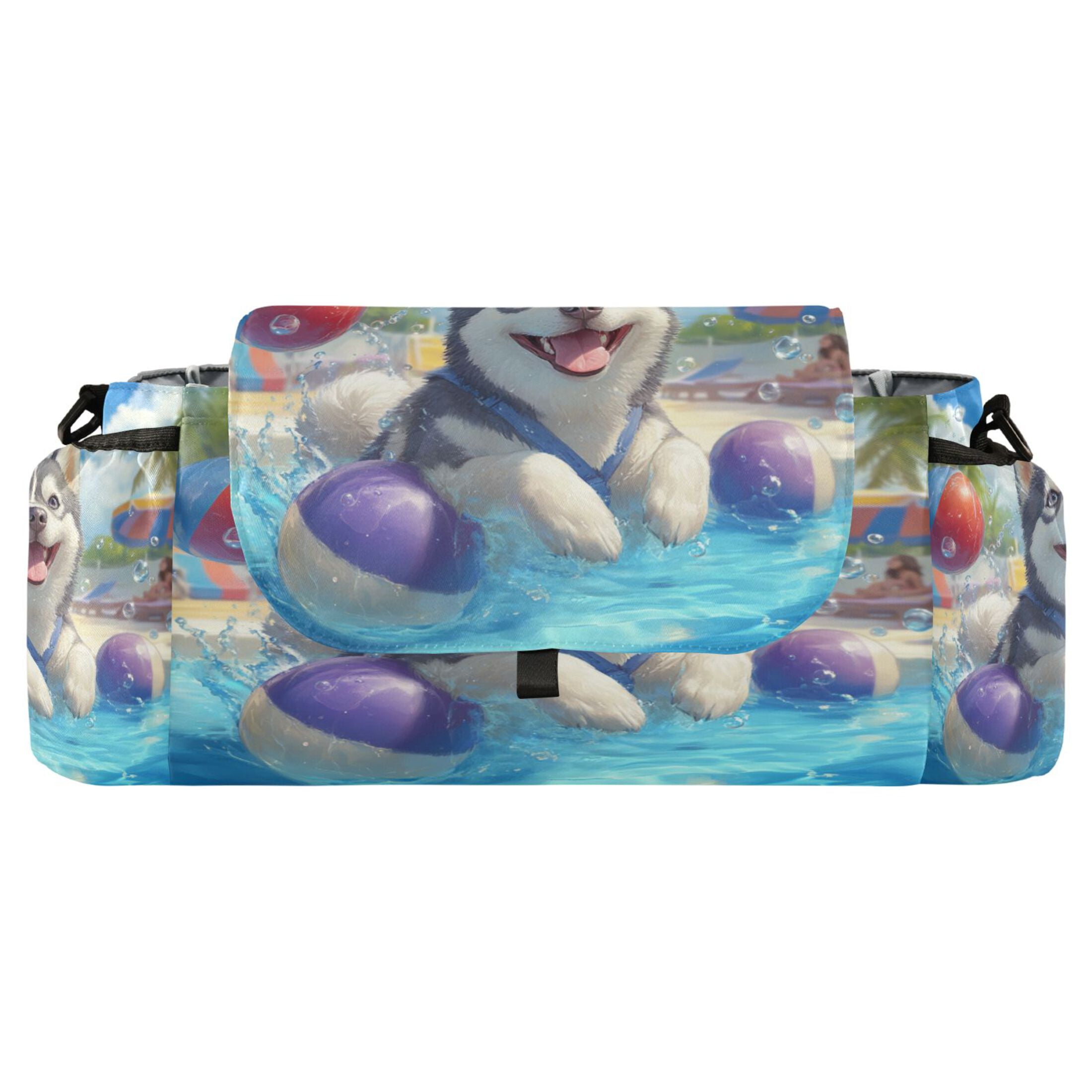DIXRUYEE Stroller Organizer Husky's Splashing Good Time Printed