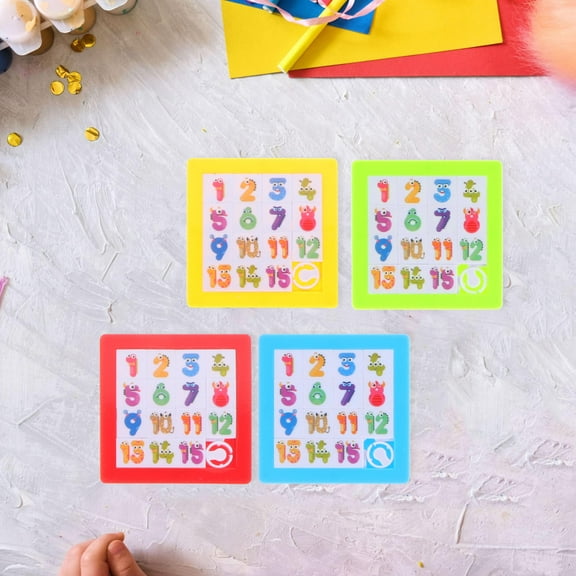 Toyvian 10Pcs Plastic Slide Number Puzzle for Early Education and Fine Motor Skill Training