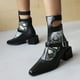thumbnail image 4 of NECHOLOGY Zapatos Botines para mujer Zapatos de mujer de tacón grueso con punta redonda botas de moda botas grandes de otoño e invierno con tacón cuadrado a juego de colores (Blue 7.50), 4 of 5