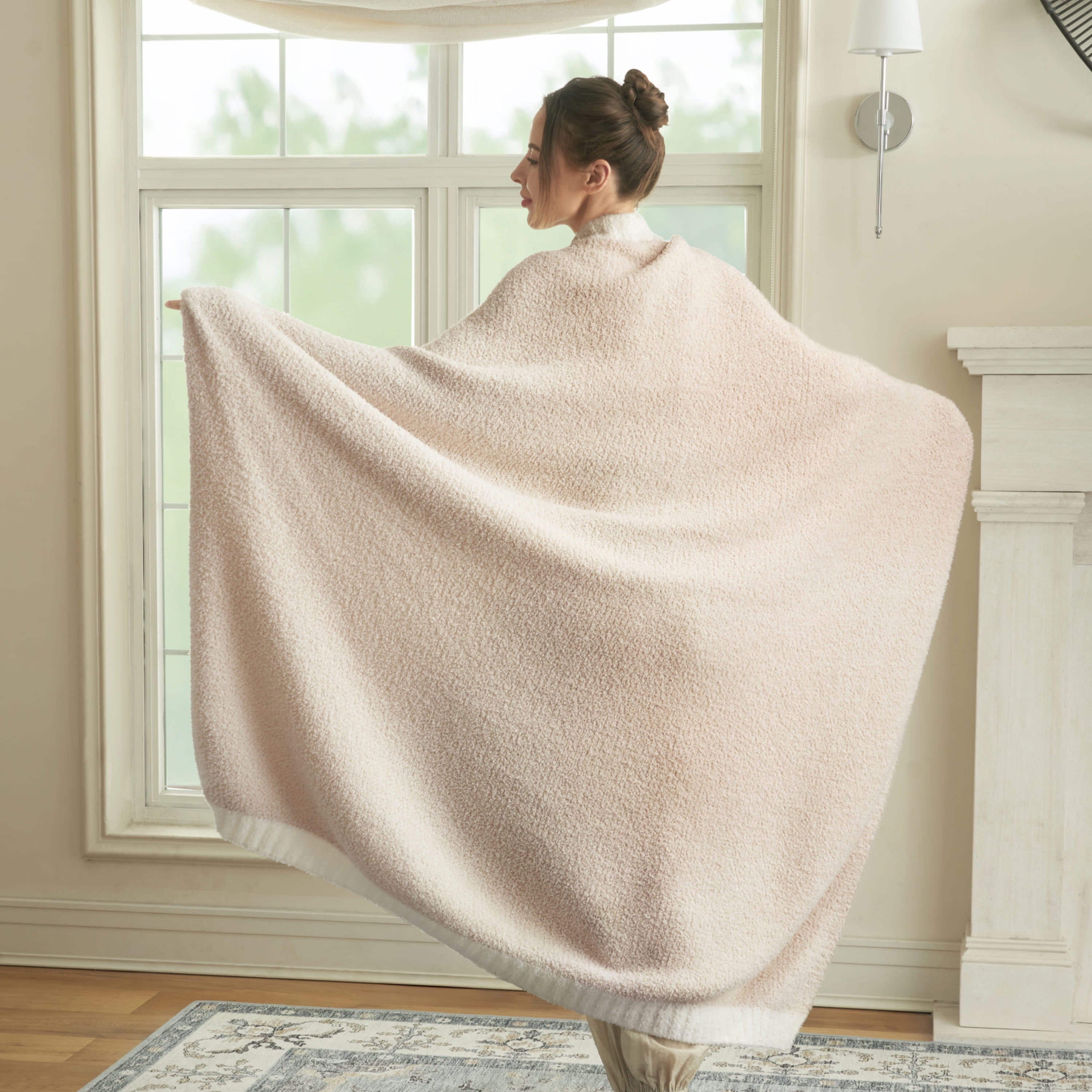 Joyfy Beige Knitted Throw XL Blanket 50x70 Inches, Cozy Soft Throw for Couch, Bed, Sofa - Cute Aesthetic Room Decor and Gift for Women, Mom, Girls, Mothers Birthday