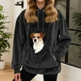 thumbnail image 4 of Womens Pet Pouch Hoodie Oversized Kitten Puppy Carrier Hood Casual Long Sleeve Oversized Pocket Kangaroo Hoodie Winter Clothes, 4 of 5