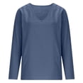 thumbnail image 6 of CONZONE Womens Summer Cotton Linen T-Shirts Long Sleeve T Shirts for Women Casual V Neck Solid Color Lightweight Tees Soft Cozy Dailywear, 6 of 6