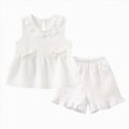 thumbnail image 2 of Toddler Baby Girl Outfits Solid Summer Clothes Cute Bow Sleeveless Plain Ruffle Vest Shorts Set Kaprioy Toddler Girl Clothes 18 24 Months 2T 3T 4T, 2 of 6