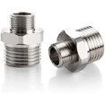 thumbnail image 1 of 1/2 to 3/8 Reducer Faucet Adapter - Compression Brass Pipe Fitting, 3/8 Male to 1/2 Male Supply Line Adapter for RV Kitchen Plumbing, Water Hose Pipe Connector with Rubber Washer, (2 Pack), 1 of 7