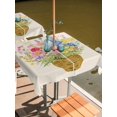 thumbnail image 2 of Outdoor Tablecloth with Umbrella Hole for Patio/Picnic/Party/Camping, Spring Flowers Basket Waterproof Table Cloth Square Cover Washable, Vintage Colorful Floral (60"x 60"), 2 of 8