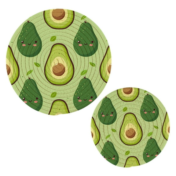 Cute Avocado Fruit Pot Holders Set Trivets Hot Pads Cotton Mats for Cooking