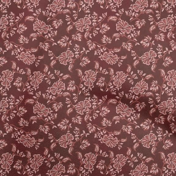 oneOone Polyester Spandex Maroon Fabric Batik Dress Material Fabric Print Fabric By The Yard 56 Inch Wide