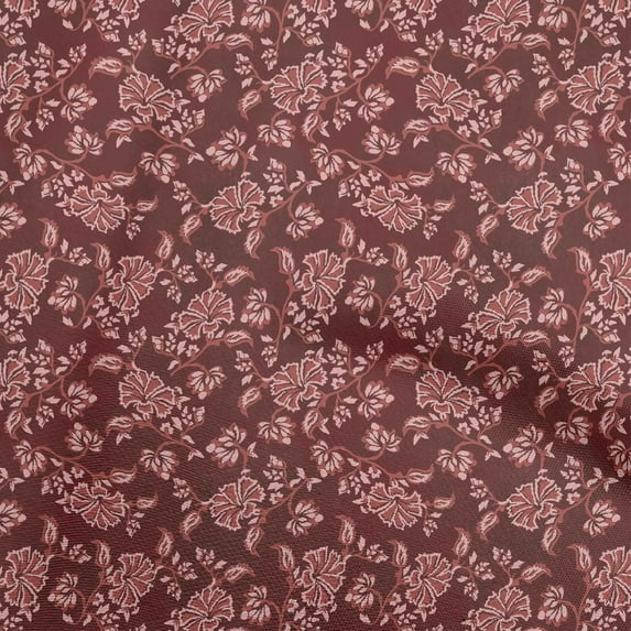 oneOone Georgette Viscose Maroon Fabric Batik Quilting Supplies Print Sewing Fabric By The Yard 42 Inch Wide