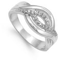 thumbnail image 4 of Criss Cross Knot White CZ Infinity Wide Ring ( Sizes 5 6 7 8 9 ) 925 Sterling Silver Band Rings (Size 6), 4 of 4