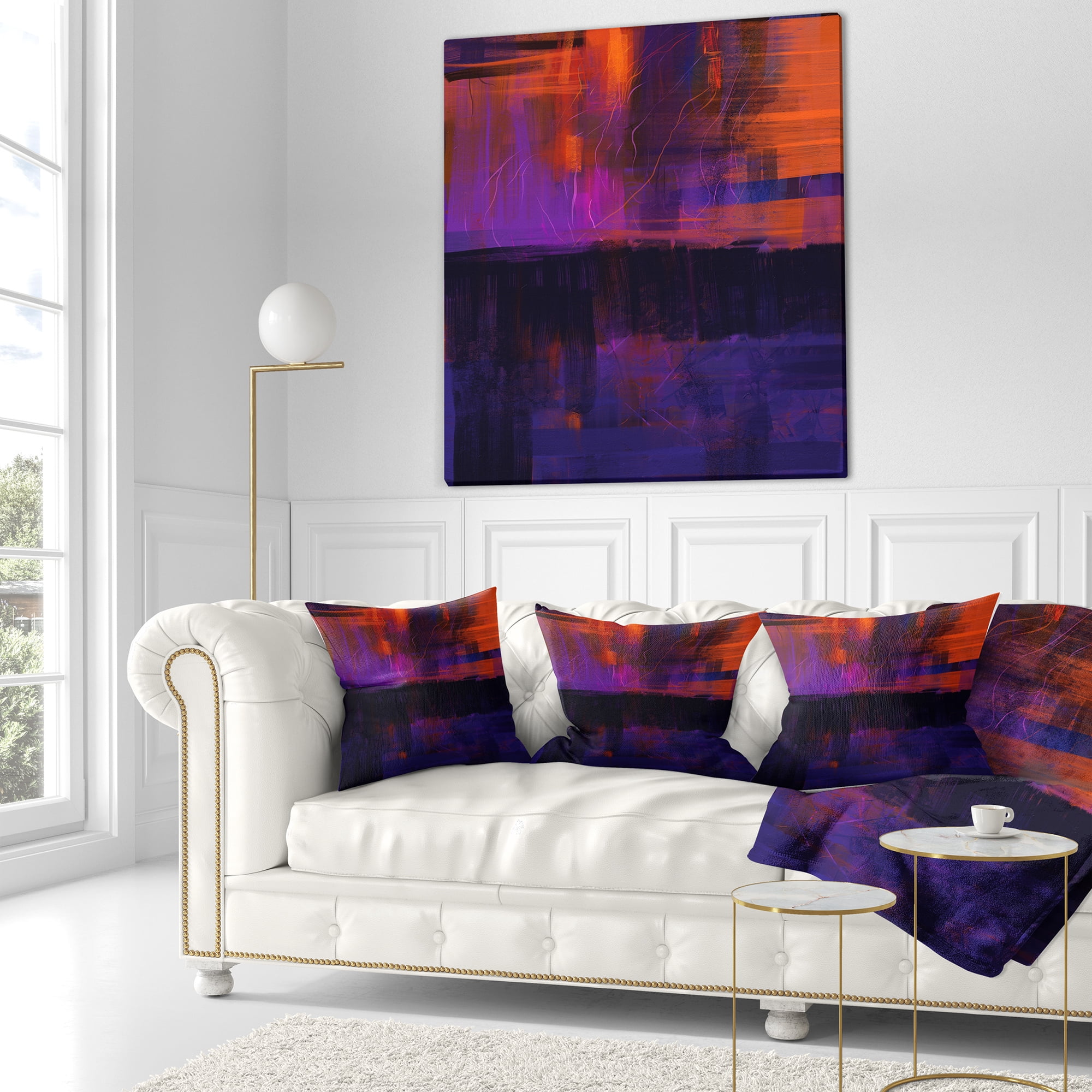 Designart Blue Vs Red Textures - Abstract Throw Pillow - 18x18