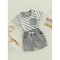 thumbnail image 4 of Musuos Baby Boys Short Set, 6 12 18 24M 3T Short Sleeve Stripes T-shirt with Elastic Waist Shorts Summer Outfit, 4 of 8