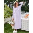 thumbnail image 4 of Ekouaer Women Ultra Soft Nightgown Long Sleeve V Neck Sleepwear Henley Button Down Night Shirt, 4 of 5