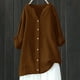 thumbnail image 2 of Blusa de manga larga con botones para mujer - Camisa informal lisa con cuello en V y corte holgado - Adecuada para el trabajo, citas o compras - Tallas S-XXXXXL, tejido de poliéster, 2 of 4