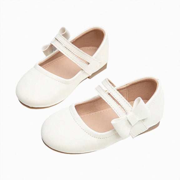 KPOPLK Girl's Glitter Dress Shoes Toddler Party Sparkly Princess Shoes Mary Jane Shoes Colorful Ballet Flats in Wedding Casual Wearing Size 7,White