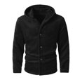 thumbnail image 2 of Men's Fleece Plush Loungewear Sets Bottoms Botton up Casual Jogging Gym Suit Jacket Black M, 2 of 6
