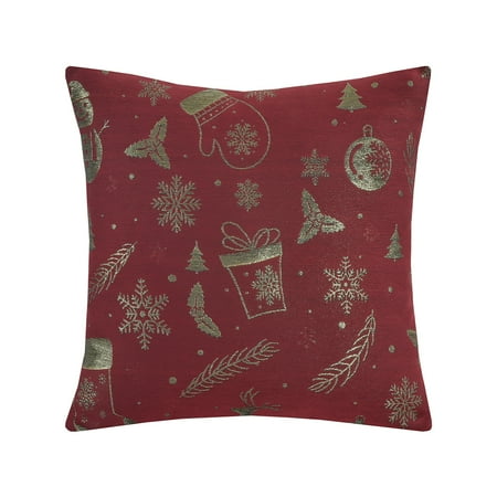 Violet Linen Seasonal Xmas Christmas Holiday Glamours Pattern Polyester Fabric Jacquard Reversible Snow Ornaments 18 Inch x 18 Inch Square Decorative Accent Throw Pillow
