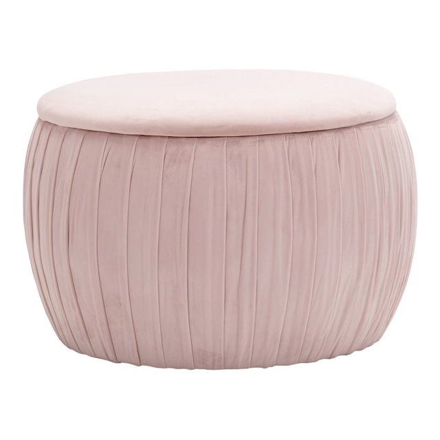 TOV Furniture Pouf de Rangement en Velours de Transition Fleur 17.3"H en Rose