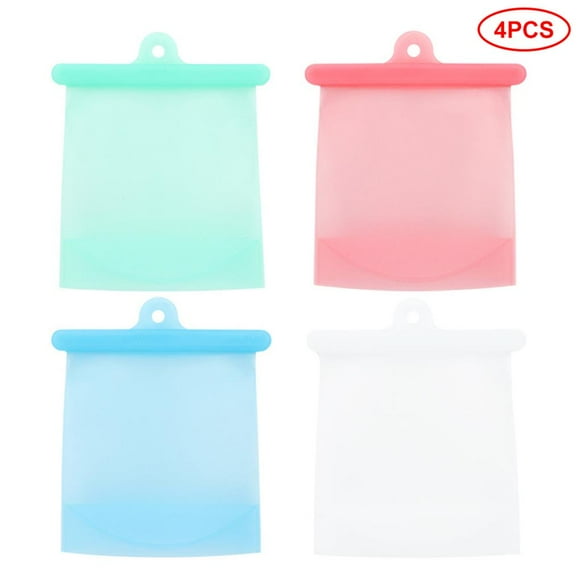 stanreset 4pcs Silicone Food Bag Reusable Food Preservation Bag Food Sealed Bag