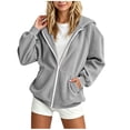 thumbnail image 2 of DJDLJWCJ Girls Corduroy Hoodie Jacket (5-15) Full Zip Long Sleeve Casual Fall Winter Outerwear Gray Size 14-15Years, 2 of 10