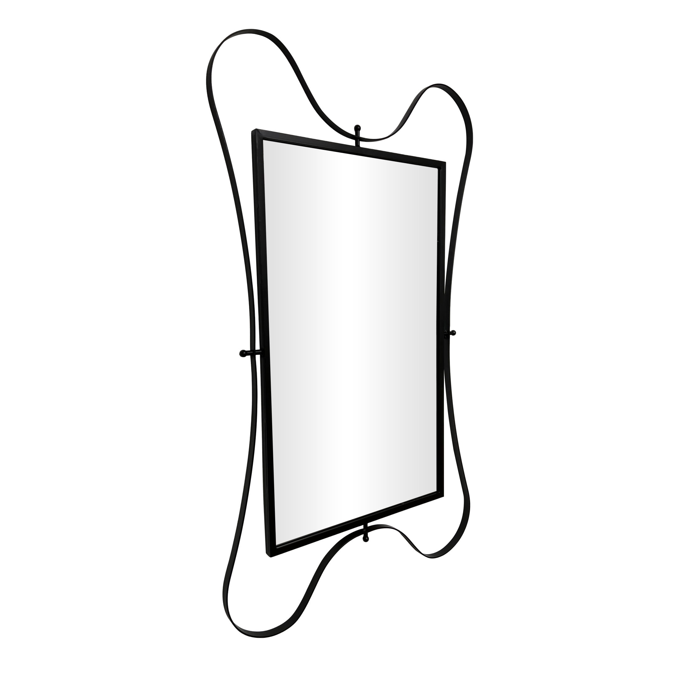 DecMode 50" x 31" Black Wall Mirror with Rounded Edges
