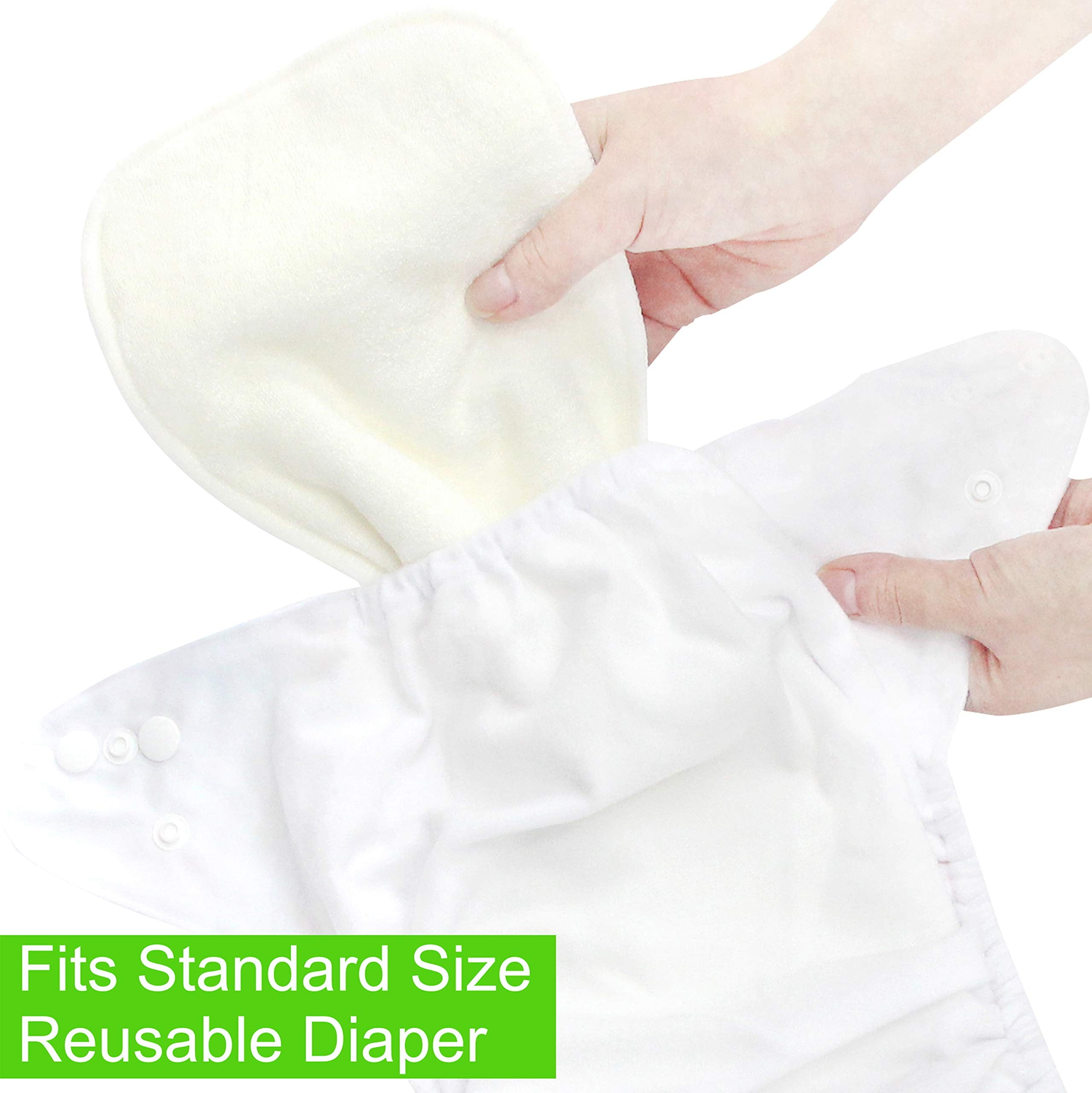 Wegreeco Reusable Soft 4 Layers 12 Pack Bamboo Charcoal Inserts for Baby Cloth Diaper,High Absorbing Washable Liners