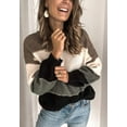 thumbnail image 4 of Pulls Décontractés Manches Longues Col Rond Couleur Patchwork Pull Tops en Tricot, 4 of 6