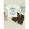 thumbnail image 2 of Toddler Baby Boy Easter Clothes Set 3 6 12 18 24 Months 2T 3T Bunny/Carrot Print Short Sleeve T-Shirt with Shorts 2Pcs Casual Outfit, 2 of 9