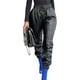 thumbnail image 4 of Pantalones de cuero para mujer de talle alto con cordón PU Casual de cuero sintético con bolsillos, 4 of 5