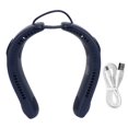 thumbnail image 1 of Ventilador de cuello con 4 aspas, 3 velocidades, manos libres, carga USB, bajo nivel de ruido, diseño plegable, para el hogar, la oficina y viajes, color azul., 1 of 14