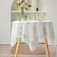 thumbnail image 5 of Hiroekza 35" Elegant Tablecloth for Round Coffee Table - Washable Lace Table Cloth for Wedding/Party/Banquet - Linen Textured Farmhouse Table Cover White, 5 of 9
