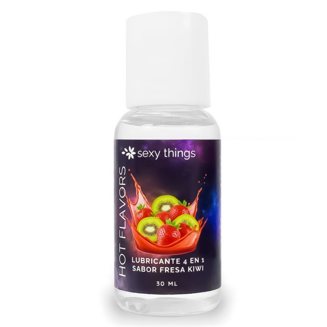 Sexy Things Lubricante a base de agua con sabor 30ml 4 en 1 Lubricante para Masaje Efecto Calor Íntimo (Fresa Kiwi)