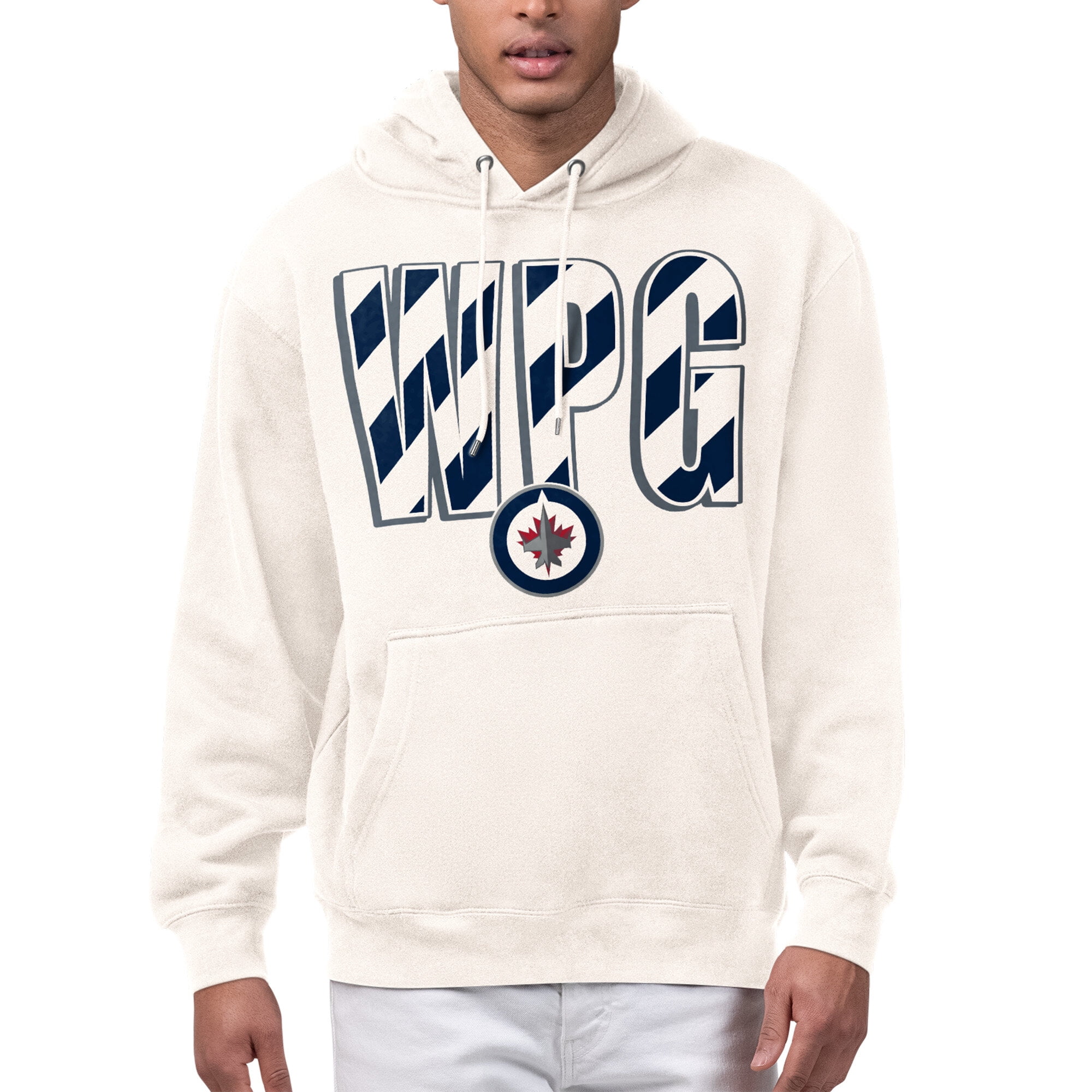 Men's Starter Cream Winnipeg Jets City Abbreviation Fleece Hoodie