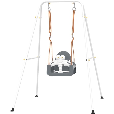 3-in-1 Kids Swing Set, Safety Belt,Indoor/Outdoor,Easy Assembly,Sturdy Metal Stand for Playground/Backyard/Nursery,Gray