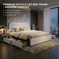 thumbnail image 4 of Yiwa Upholstered Boucle Platform Bed, LED Headboard Frame with 2 Storage Drawers and Wood Slats, No Box Spring Needed, 4 of 6