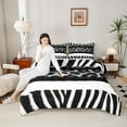thumbnail image 4 of Feelyou Black Leopard Print Queen Comforter Set, Abstract Lines Stripes Bedding Set, 3pcs, 4 of 8