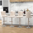 thumbnail image 2 of Westice Velvet Swivel Bar Stools Set of 4 with Tufted Back & Steel Base, Beige, 2 of 9