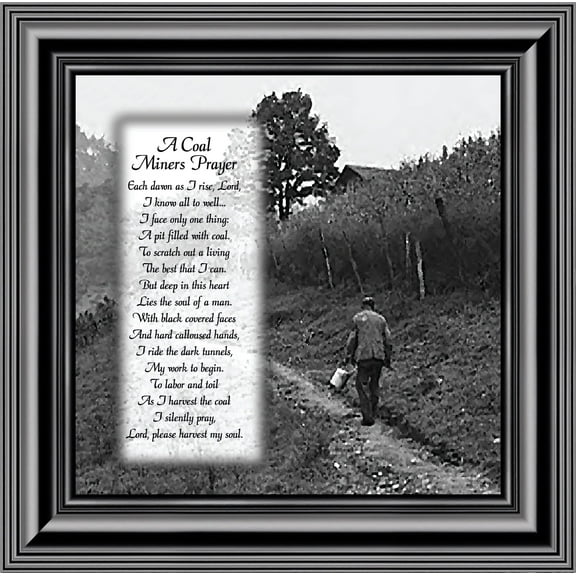 Coal Miner's Prayer Picture Frame, Coal Mining Gifts, Miner's Decor, 10x10 8592