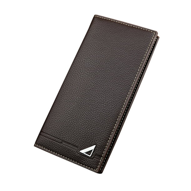 Qarigey Cartera larga de PU para hombres y niños, monedero triple, estuche para tarjetas de crédito de Color sólido, monedero, soporte de cambio Carteras café Qarigey BB7200-02
