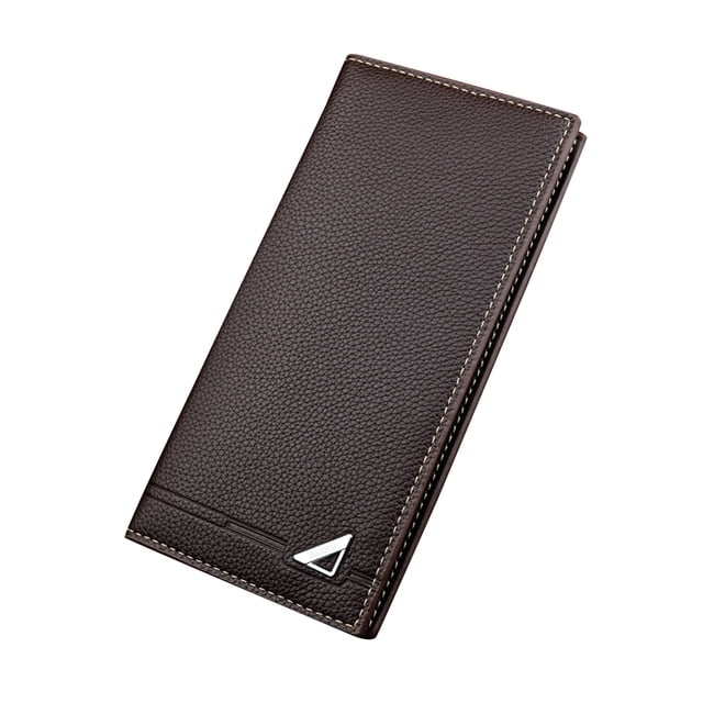 Qarigey Cartera larga de PU para hombres y niños, monedero triple, estuche para tarjetas de crédito de Color sólido, monedero, soporte de cambio Carteras café Qarigey BB7200-02
