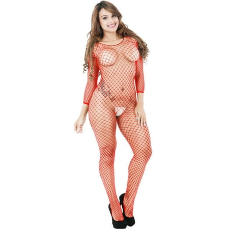

Pxiakgy lingerie for women Women Lingerie Fishnet Crotchless Bodysuits Nightwear Red + One size
