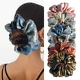 thumbnail image 6 of 6PCS Satin Hair Scrunchies for Women Girls Hair Bands Hair Ponytail Holders Big Scrunchies for Thick Curly Hair Satin Silk Scrunchies for Hair Sleep Cute No Damage Hair Ties, 6 of 6