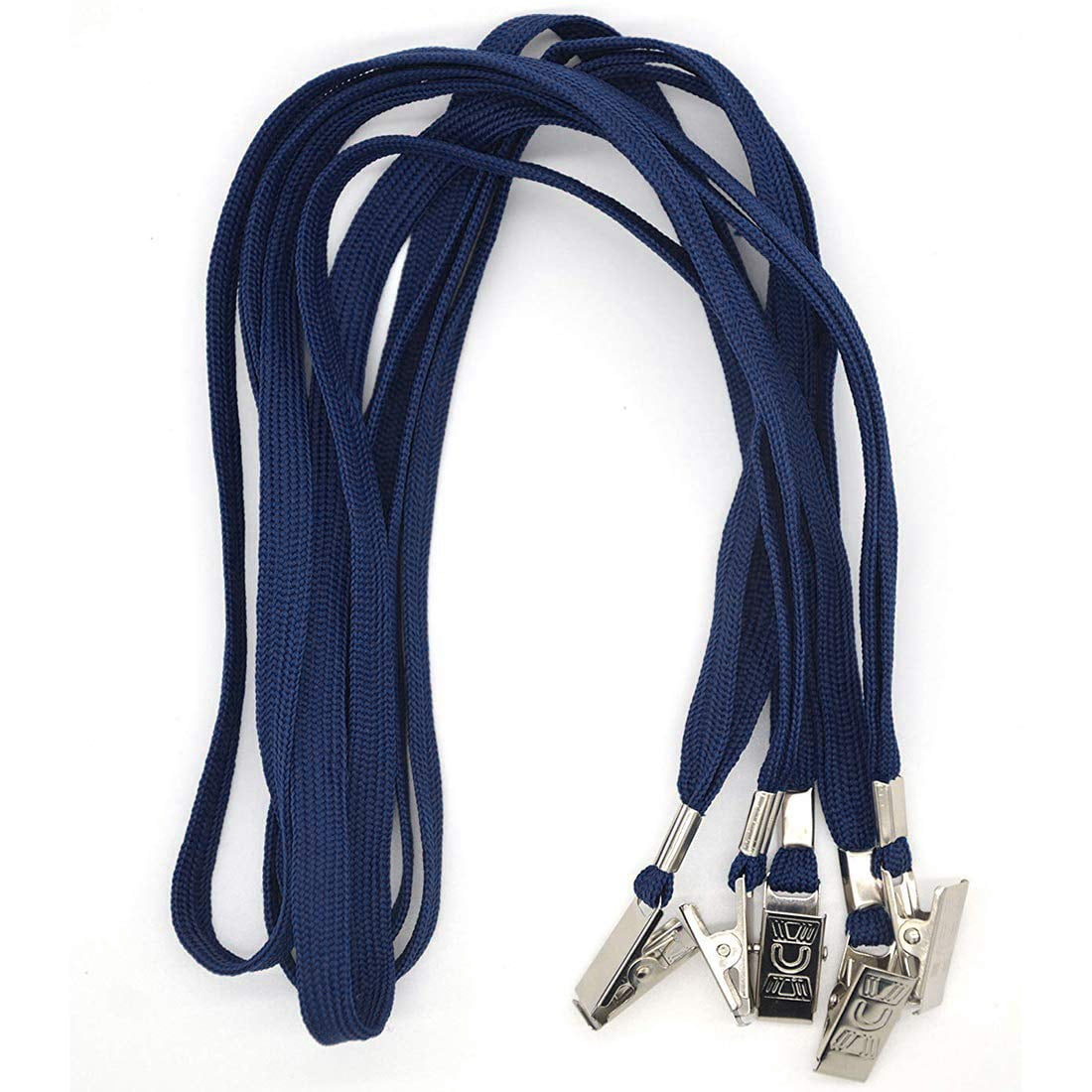 Navy Blue Lanyards 100 Pack Bulk Badge With Clip Neck Flat Lanyard Bulldog (navy  100 Pack)