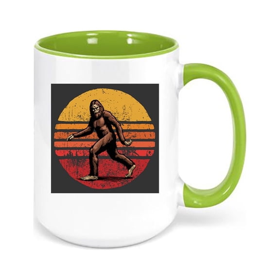 Bigfoot Coffee Mug, Bigfoot Sunset, Sasquatch Mug, Yeti Lover, Sasquatch Coffee Cup, Gift For Him, Bigfoot Lover, Sublimated Design, Bigfoot, GREEN